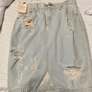 Rag and Bone ripped denim skirt